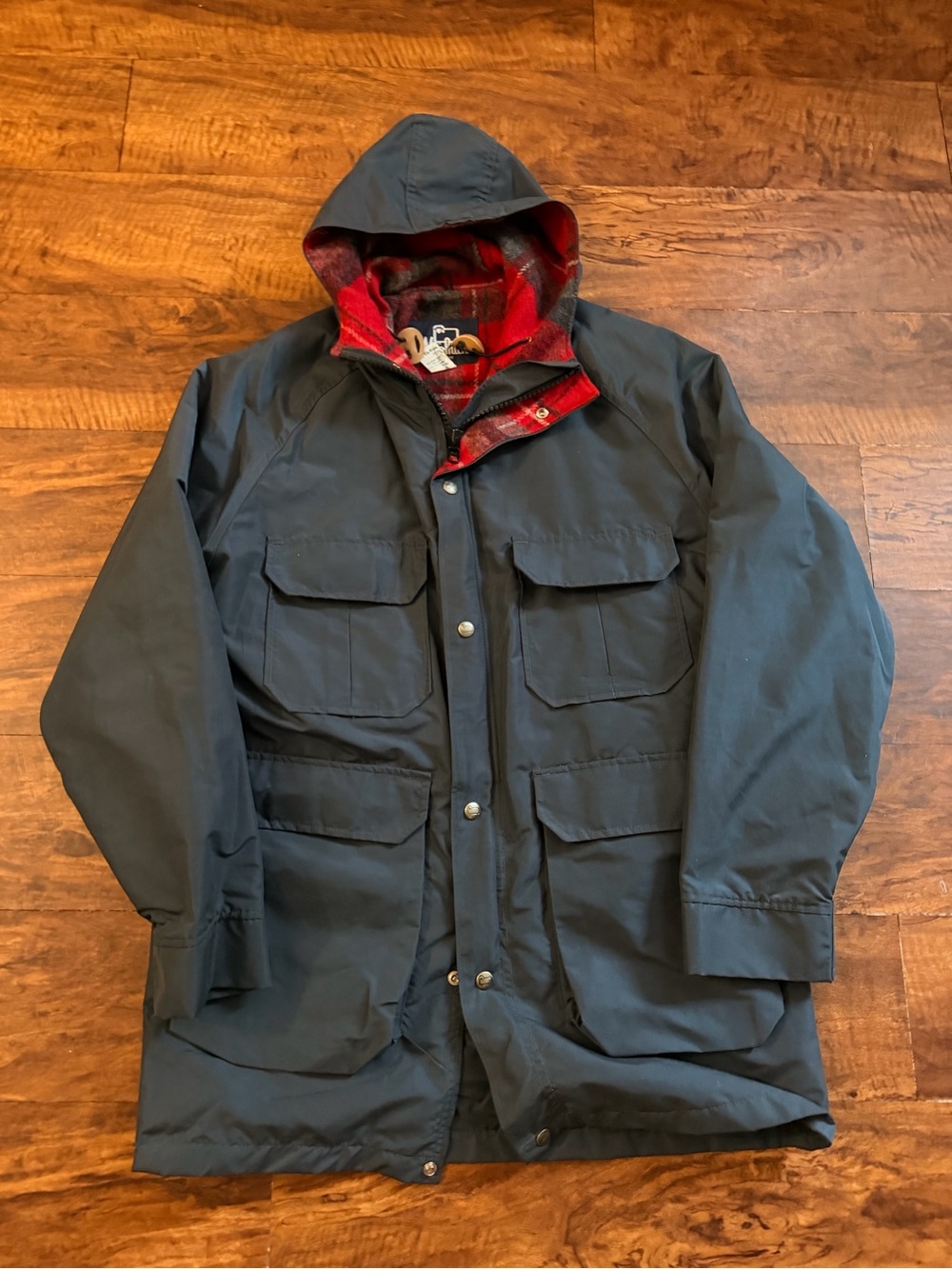 Vintage Woolrich Mountain Parka Rain Jacket  Hooded Blue, Made in USA, Size M